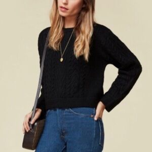 REFORMATION Delia Alpaca Cropped Sweater In Black